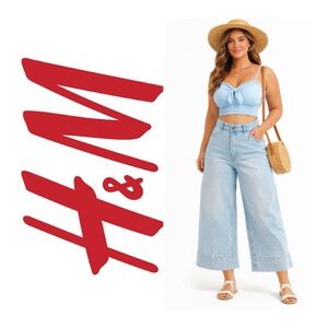 H&M Light Wash Wide Leg Crop Jeans